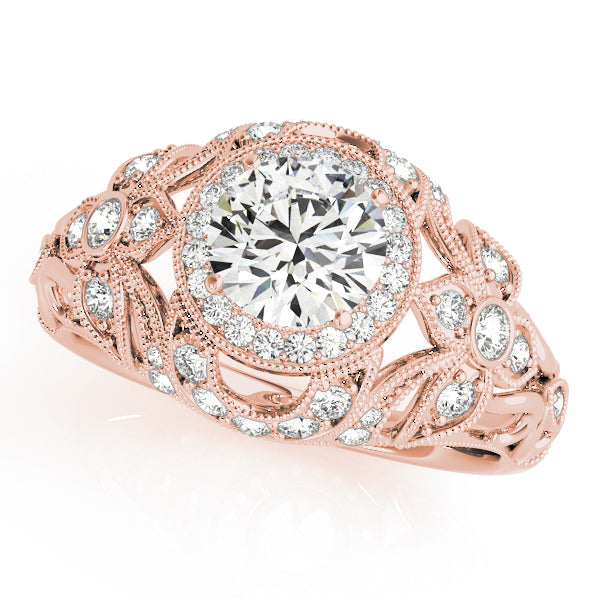 18K Rose Gold 1 ct Diamond Halo Engagement Ring