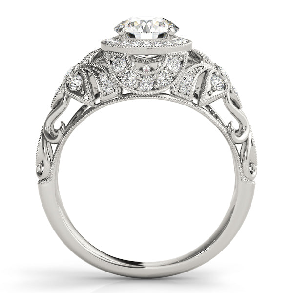 Platinum 1 CT Round Diamond Halo Engagement Ring