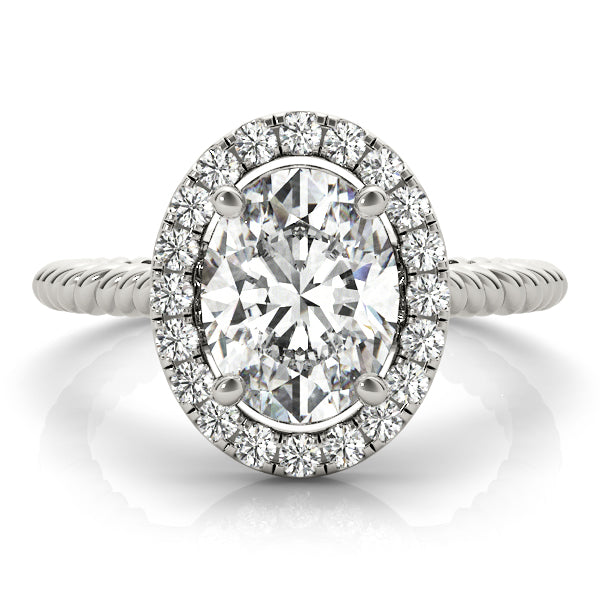 18K White Gold 1ct Oval Diamond Halo Engagement Ring