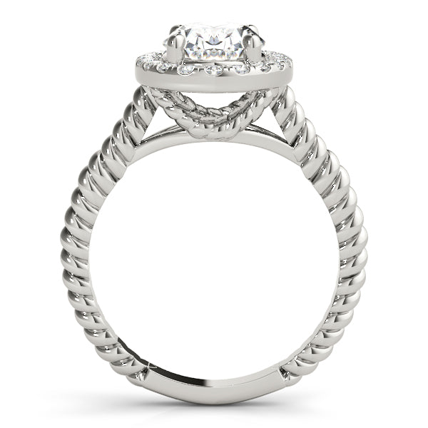 Platinum Oval Diamond Halo Engagement Ring 1 CTW