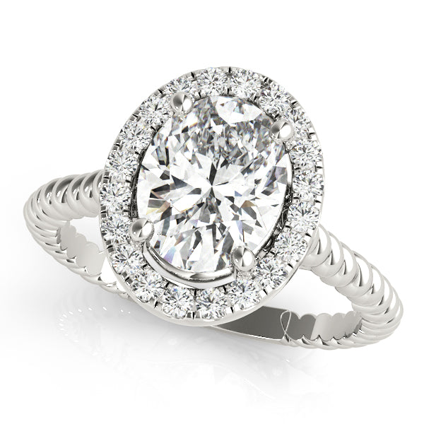14K White Gold 1CT Oval Diamond Halo Ring