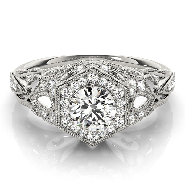 18K White Gold 1.33ctw Round Diamond Halo Ring