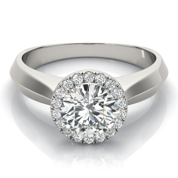 14K White Gold Round Diamond Halo Engagement Ring