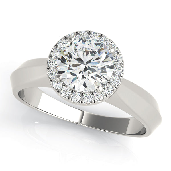 1 CT Diamond Halo Engagement Ring - 18K White Gold