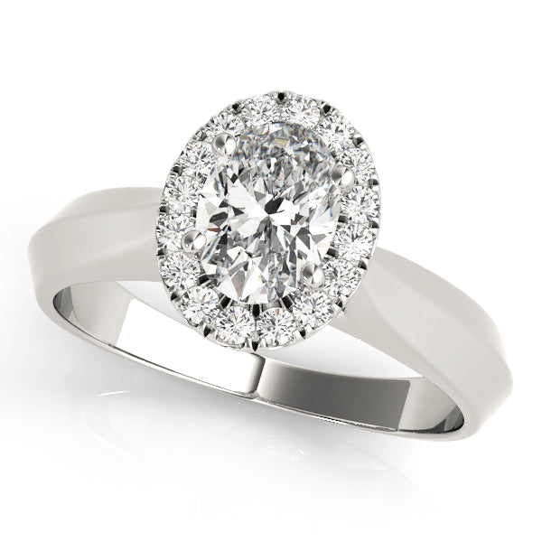 18K White Gold Oval Diamond Engagement Ring Halo