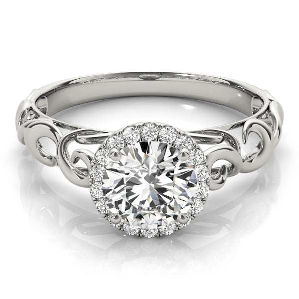 14K White Gold 1 CT Diamond Halo Engagement Ring