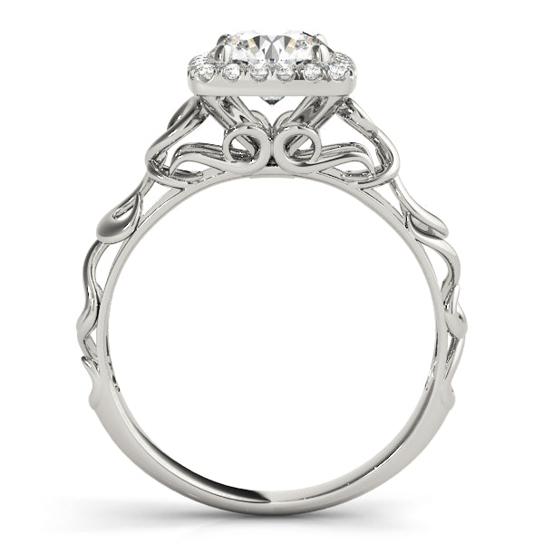 Platinum 1 CT Round Diamond Halo Engagement Ring