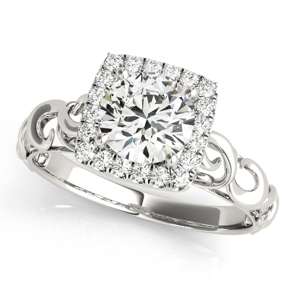 18K White Gold 1 CT Diamond Halo Engagement Ring