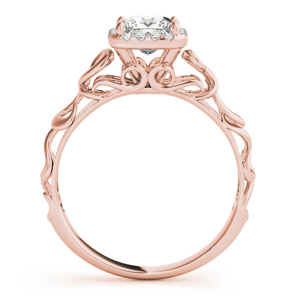 18K Rose Gold 1/3 CT Diamond Halo Engagement Ring