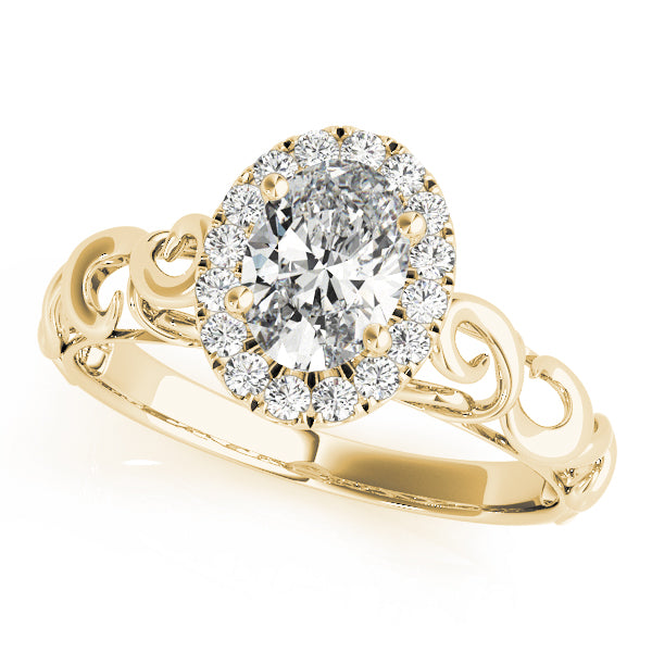 14K Yellow Gold Oval Diamond Engagement Ring with Halo