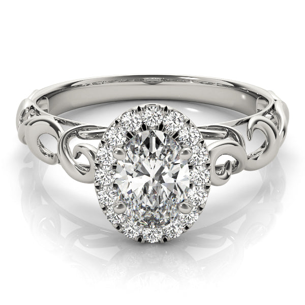 Oval Diamond Halo Engagement Ring