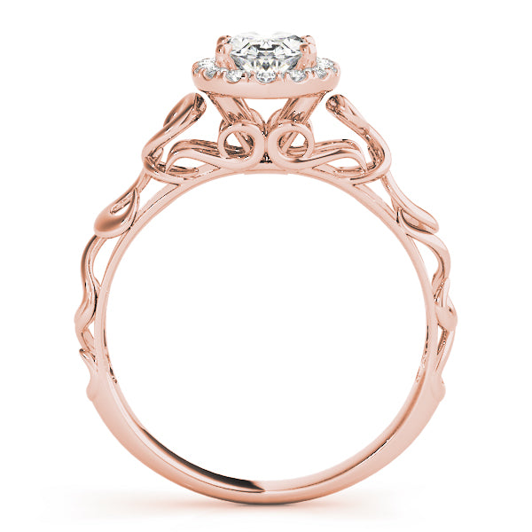 14K Rose Gold Oval Diamond Halo Engagement Ring