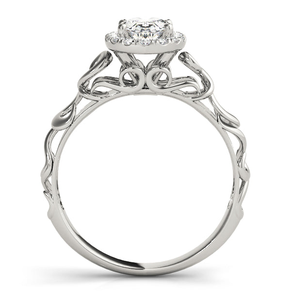 Platinum White Oval Diamond Halo Engagement Ring