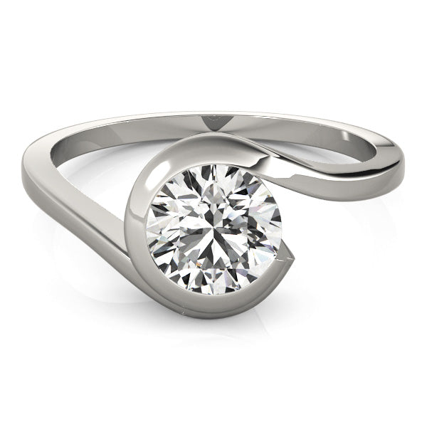 14K White Gold 1/2 CT Round Diamond Engagement Ring