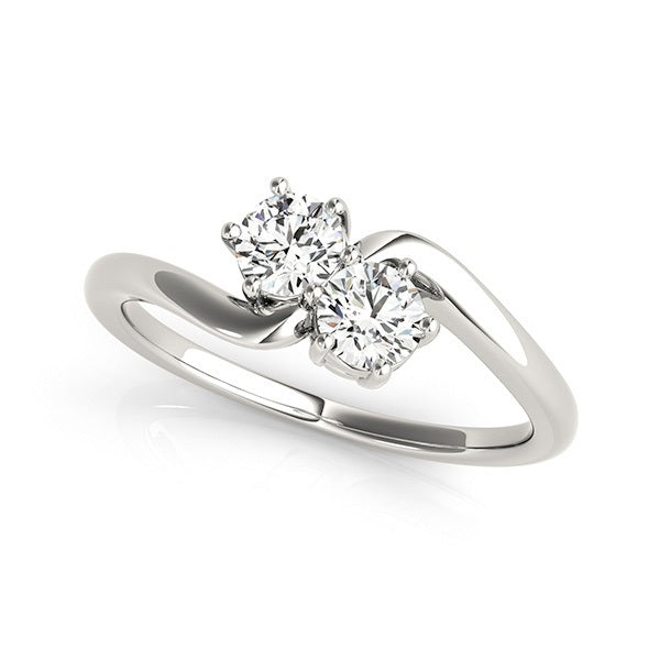 18K White Gold 1 CT Two-Stone Diamond Ring