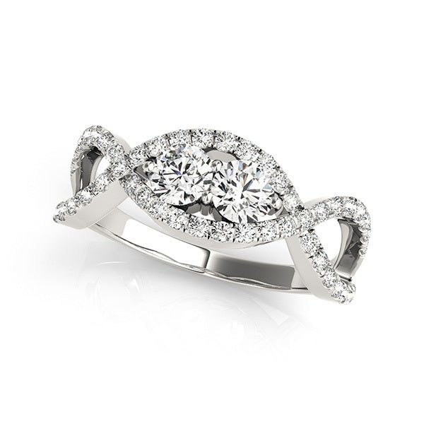Platinum White Diamond Two-Stone Ring