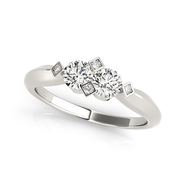 Platinum 1 CT Diamond Two-Stone Fashion Ring