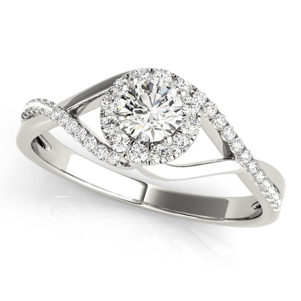 14K White Gold 1.25ctw Diamond Halo Engagement Ring