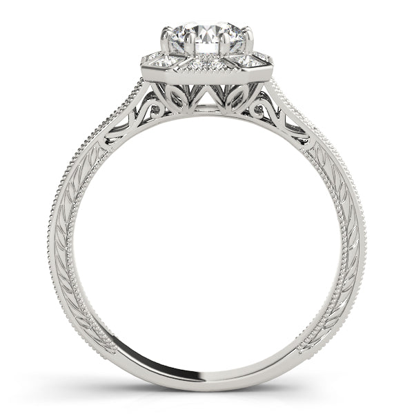 14K White Gold 1.25 ctw Diamond Halo Engagement Ring