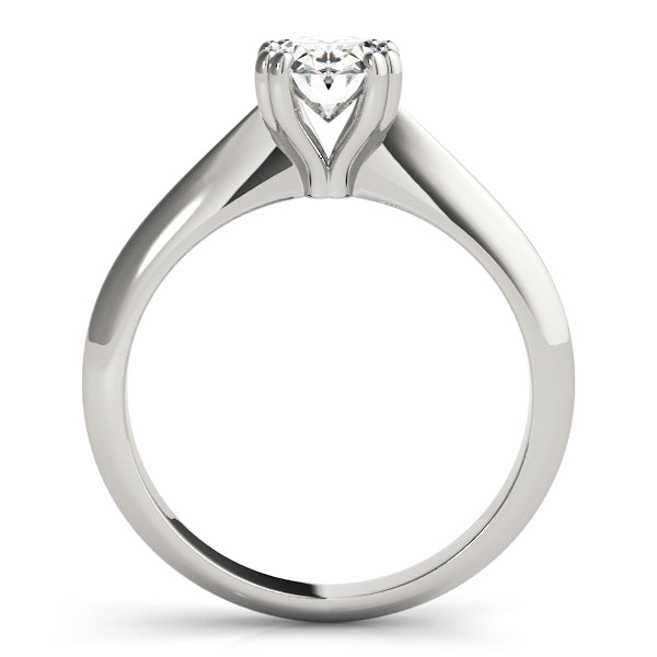 14K White Gold Oval Diamond Solitaire Ring