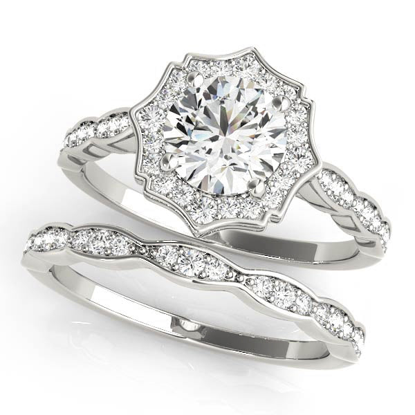 18K White Gold 1.25 ct Diamond Halo Engagement Ring