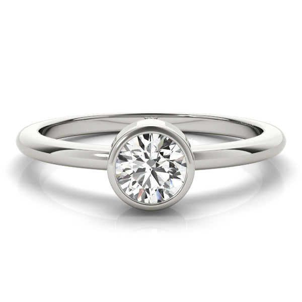 14K White Gold 1/2 CT Round Diamond Engagement Ring