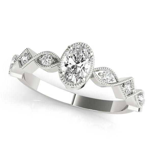 Platinum Oval Diamond Engagement Ring 1/2 CT
