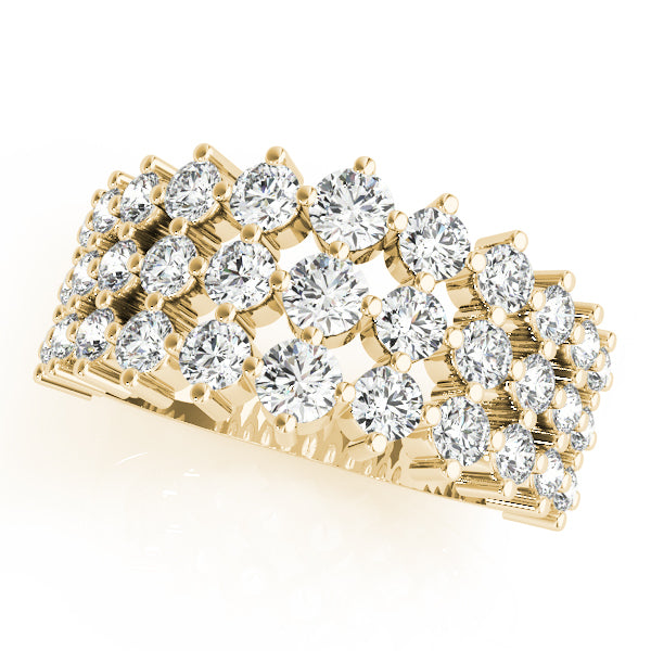 18K Yellow Gold Round Diamond Fashion Ring