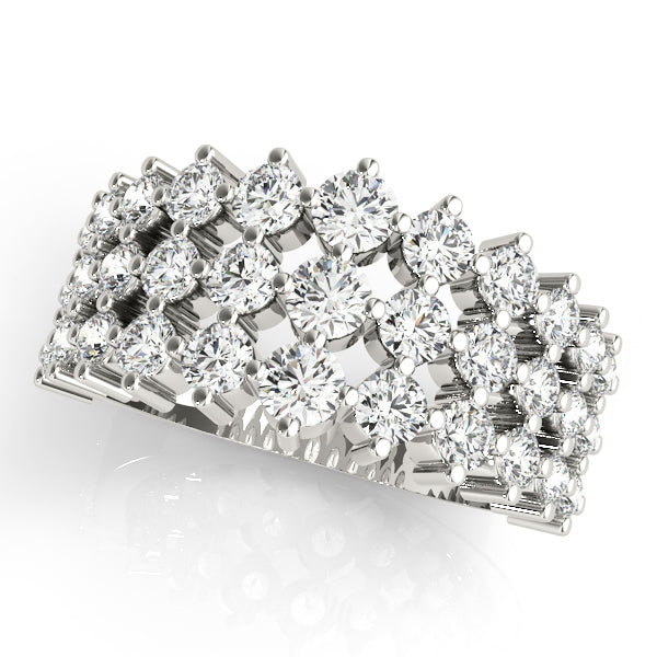 14K White Gold Round Diamond Fashion Ring