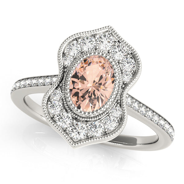 18K White Gold Oval Diamond Fashion Ring