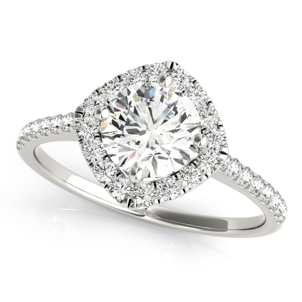 14K White Gold 1.33ctw Round Diamond Halo Ring