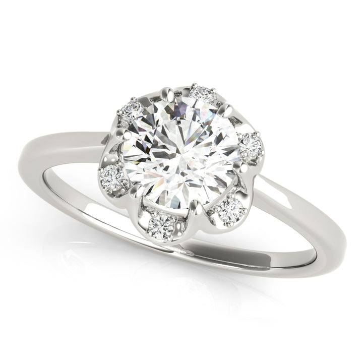 18K White Gold 1 CT Diamond Halo Engagement Ring