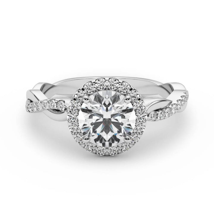 Platinum 1.2 ctw Round Diamond Halo Engagement Ring