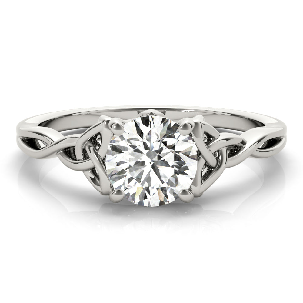 14K White Gold 1/2 CT Round Diamond Engagement Ring