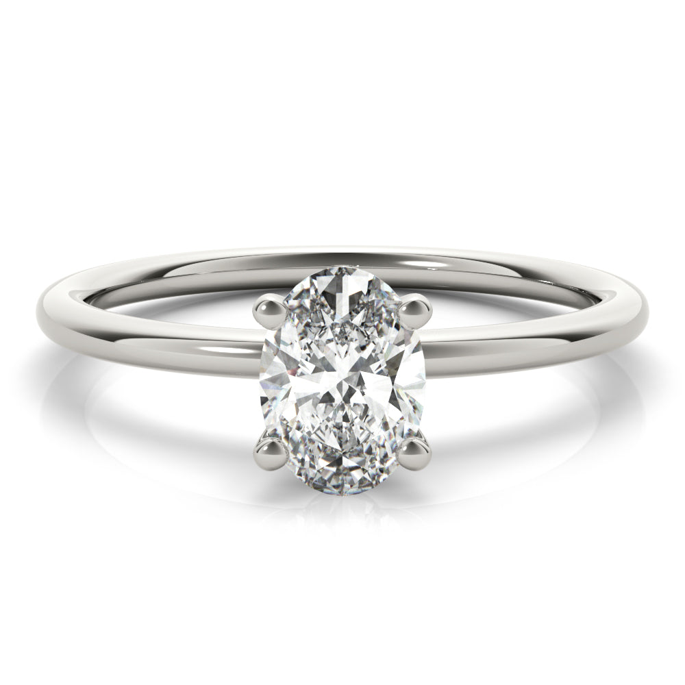 18K White Gold 1/4 CT Oval Diamond Engagement Ring
