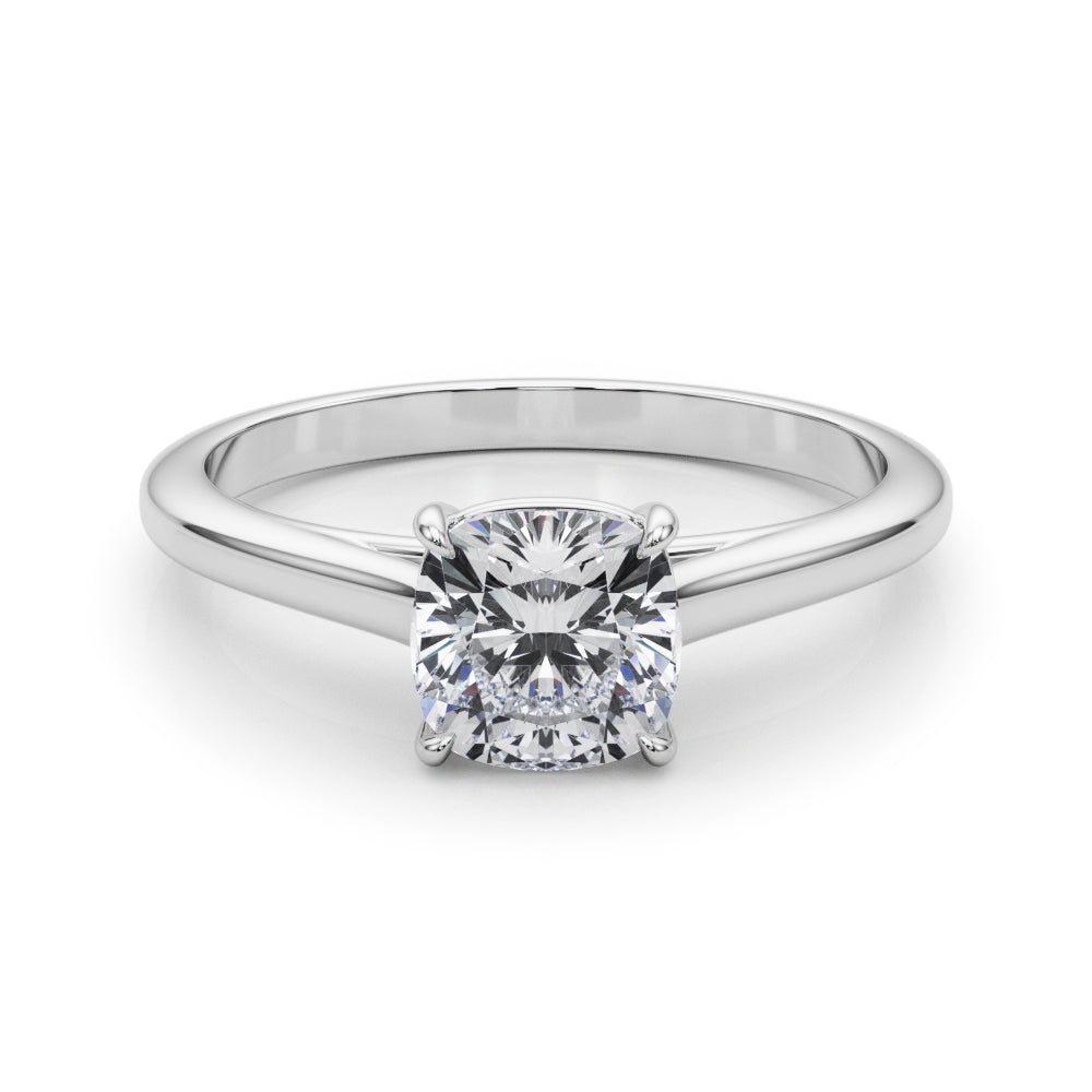 Platinum Cushion Diamond Solitaire Engagement Ring