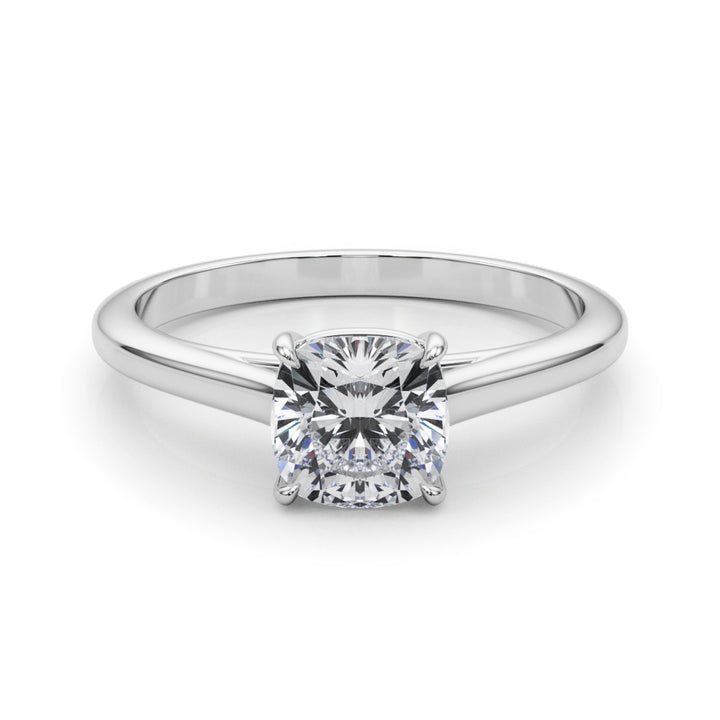 18K White Gold Cushion Diamond Solitaire Ring
