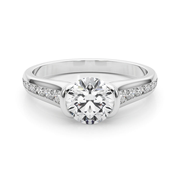 18K White Gold Round Diamond Engagement Ring