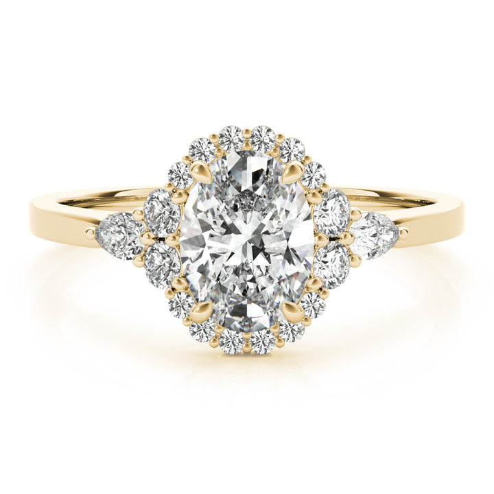 18K Yellow Gold Oval Diamond Halo Ring