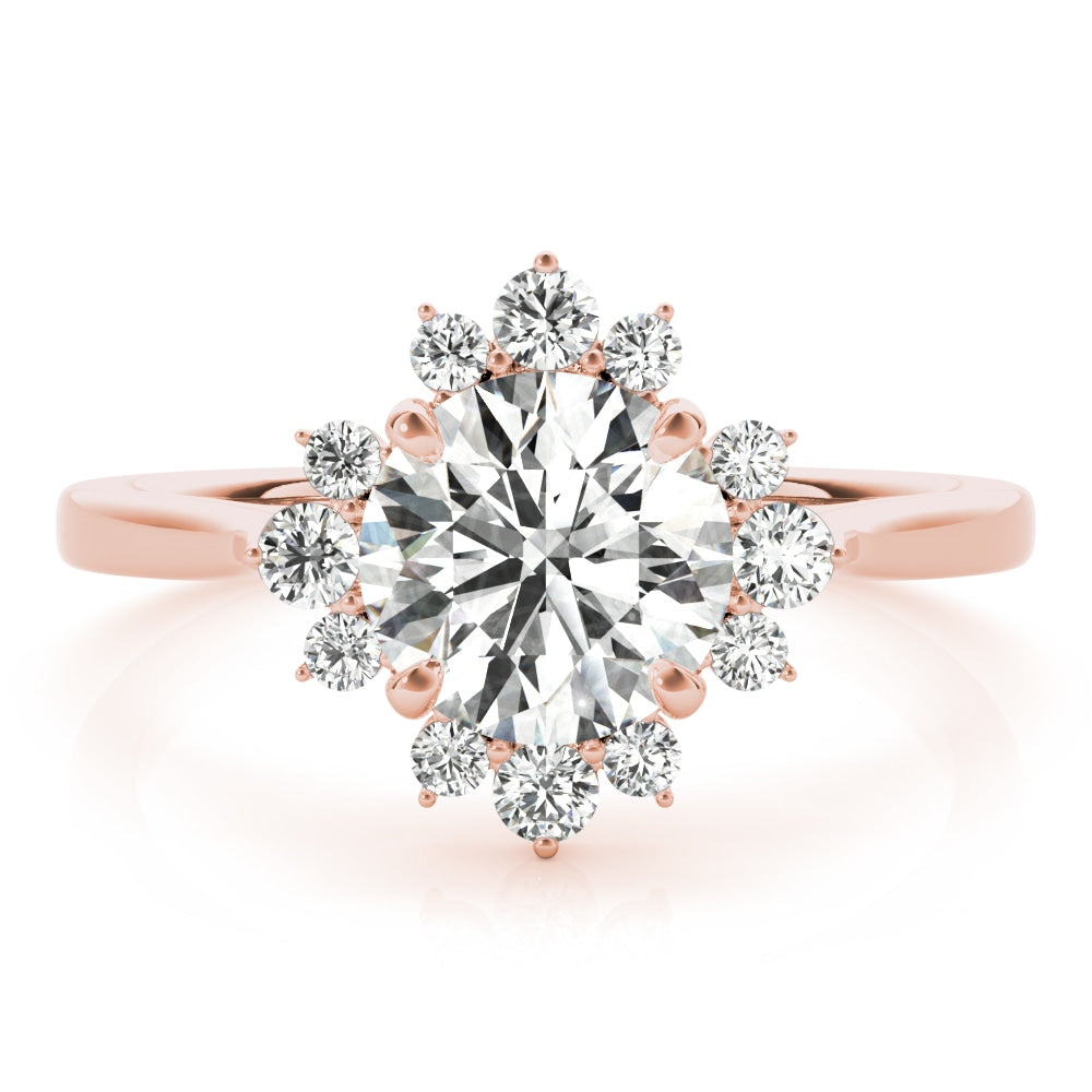 18K Rose Gold 1 1/5 ct tw Halo Diamond Engagement Ring