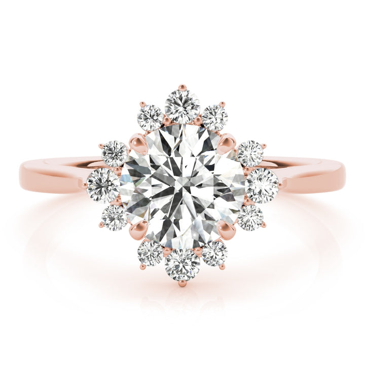 18K Rose Gold 1 1/5 ct tw Halo Diamond Engagement Ring