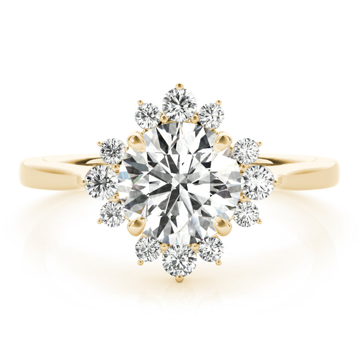 18K Yellow Gold 1 CT Diamond Halo Engagement Ring