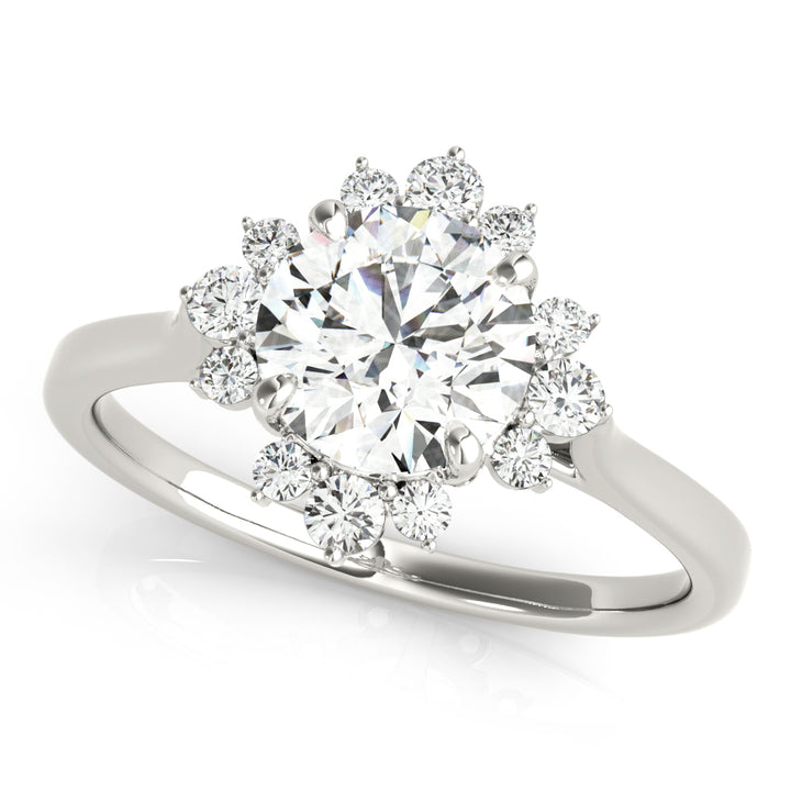 Platinum 1.2 ctw Round Diamond Halo Engagement Ring