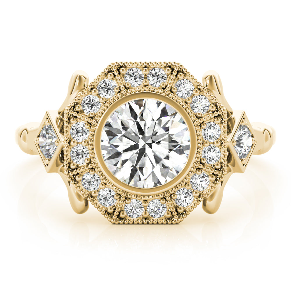 14K Yellow Gold Diamond Halo Engagement Ring 1.33ctw