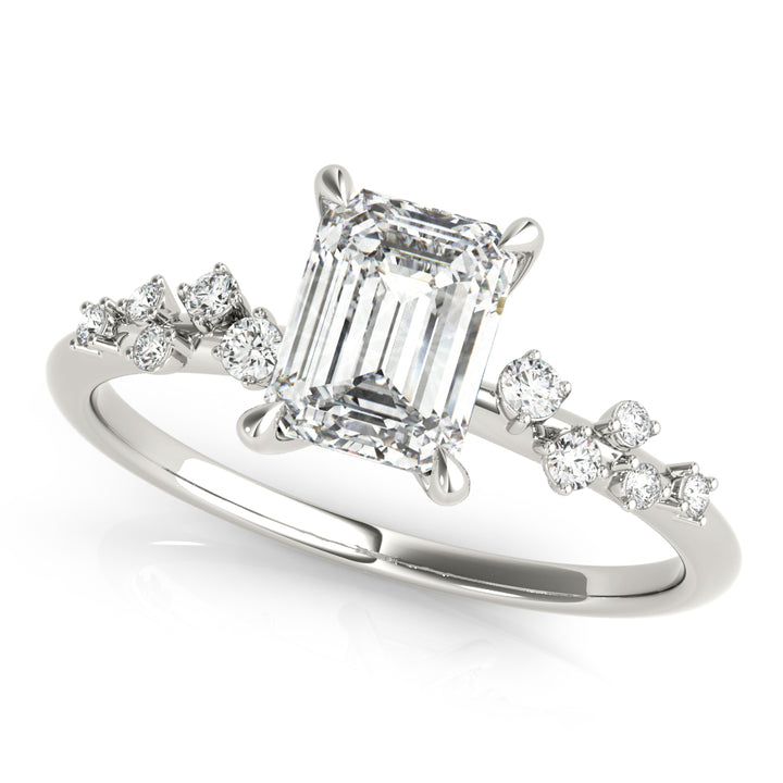 18K White Gold Emerald Diamond Fashion Ring