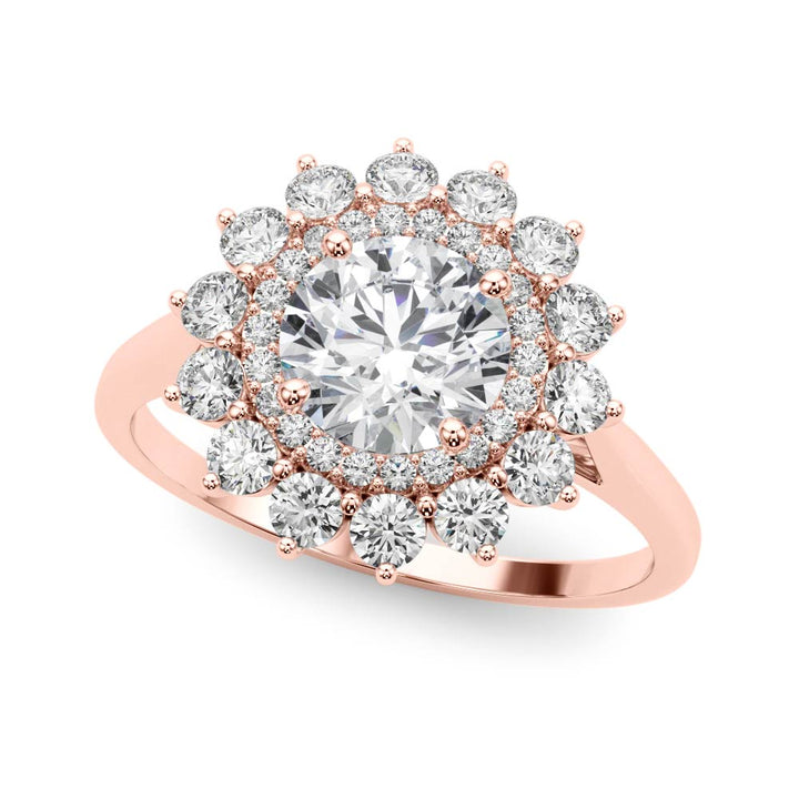18K Rose Gold 1 ct Diamond Halo Engagement Ring
