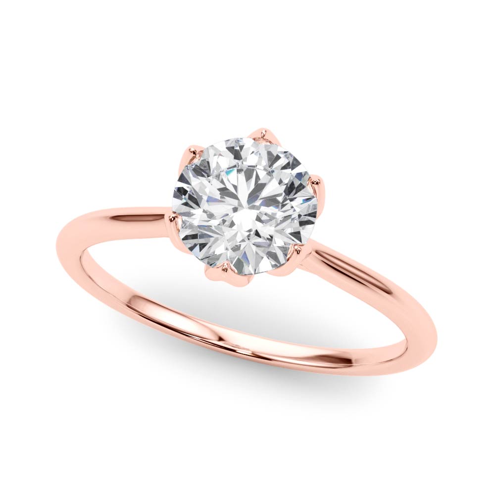 14K Rose Gold 1ct Round Diamond Solitaire Ring