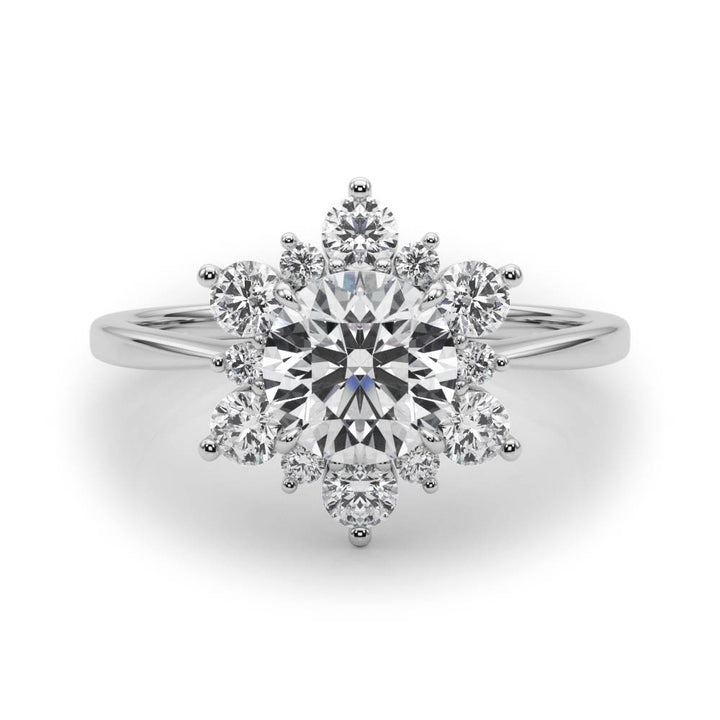 Platinum 1.5 CT TW Round Diamond Halo Engagement Ring