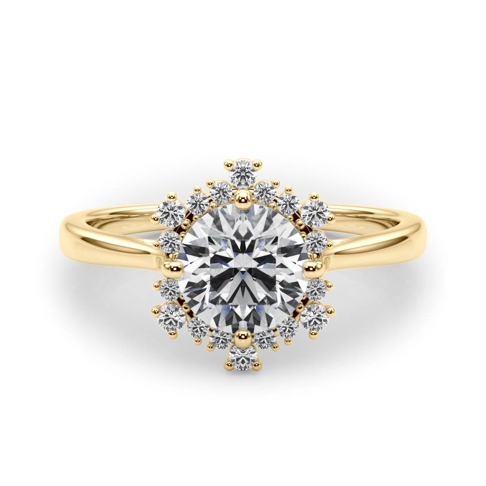 18K Yellow Gold 1 1/6 ct tw Halo Diamond Engagement Ring