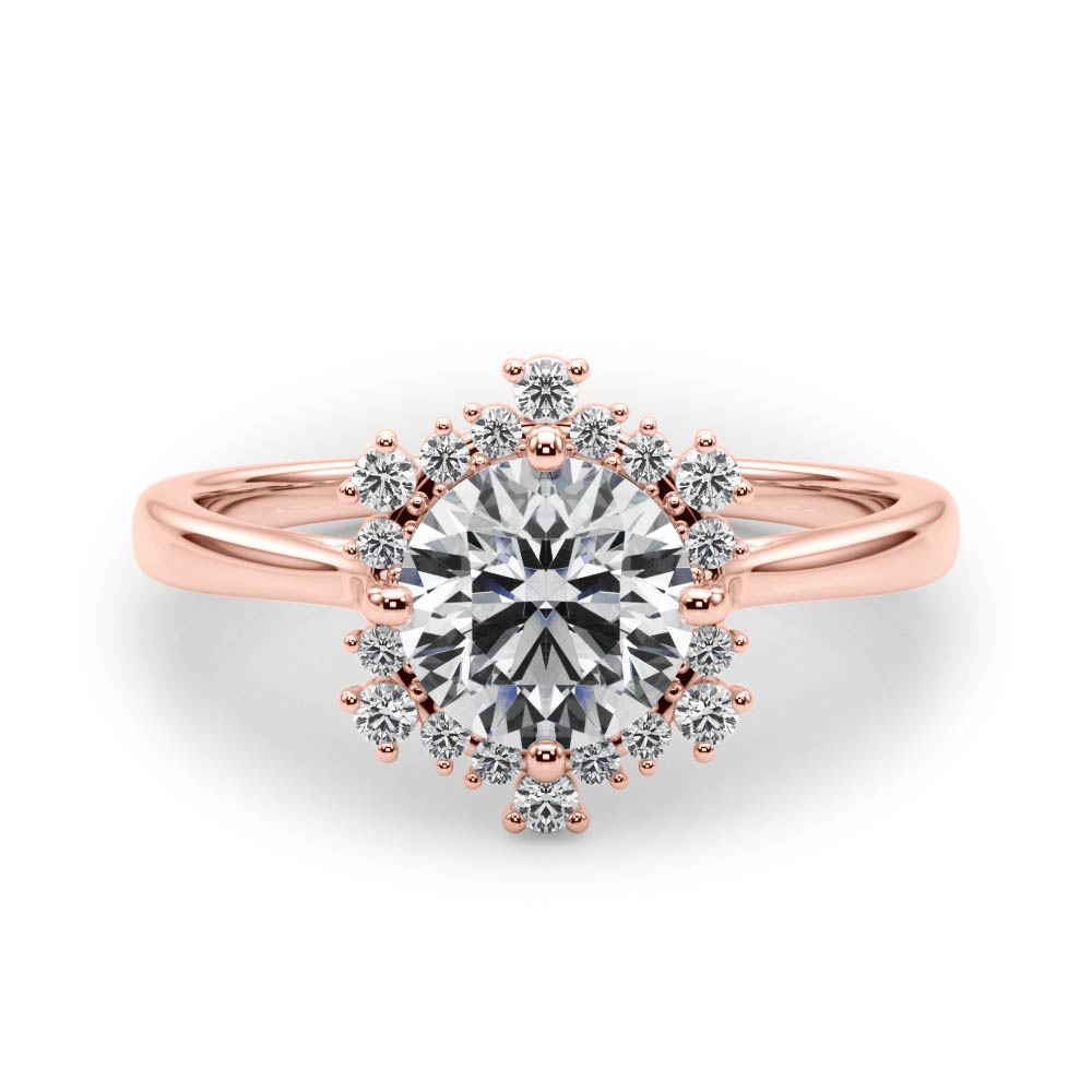 14K Rose Gold 1 1/6 ct tw Halo Diamond Engagement Ring